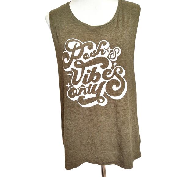 Posh Vibes Only Posh mark branded muscle tee 2XL dark green - Picture 1 of 7